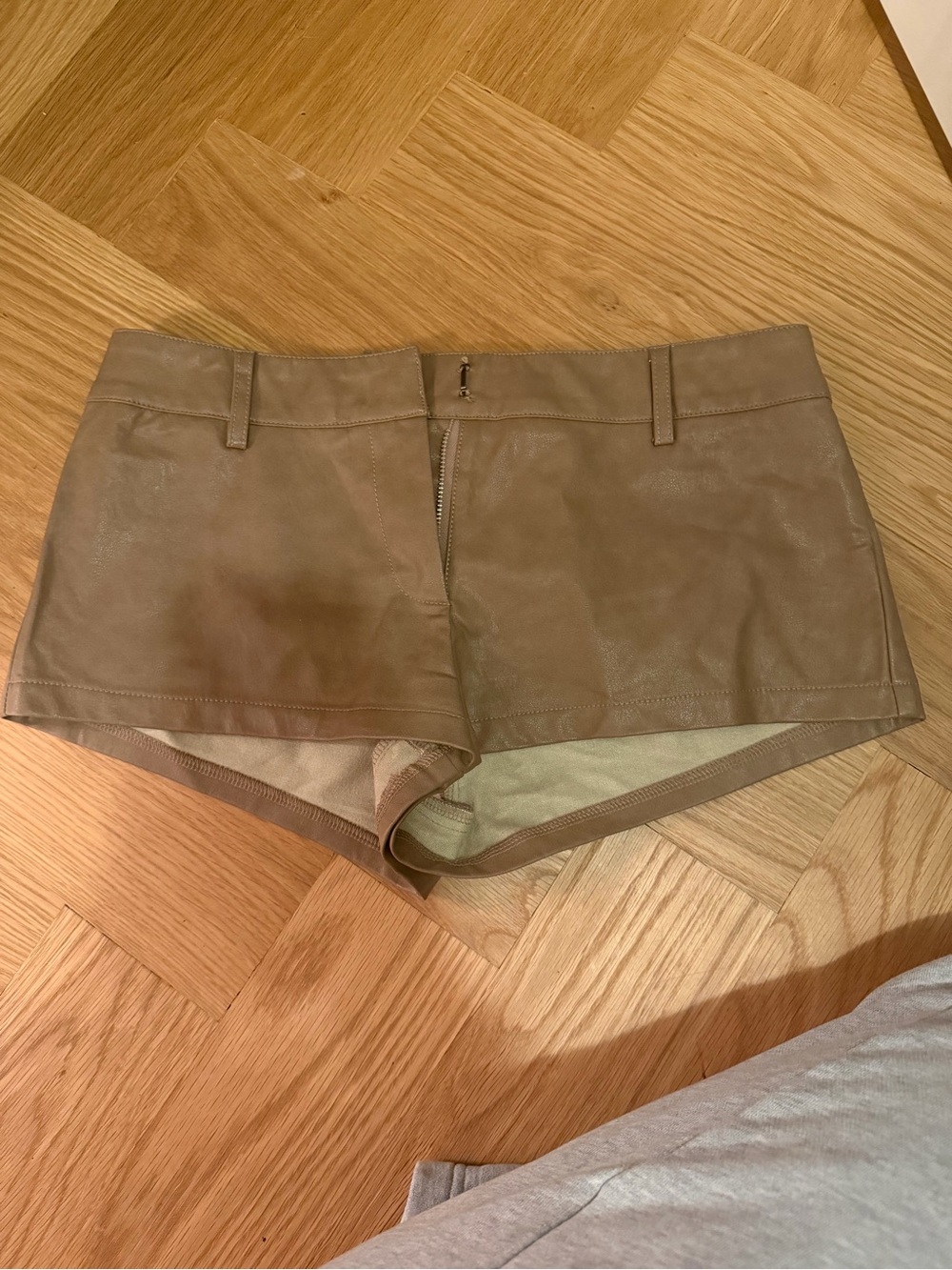 Edikted Taupe Leatherette Bike Shorts